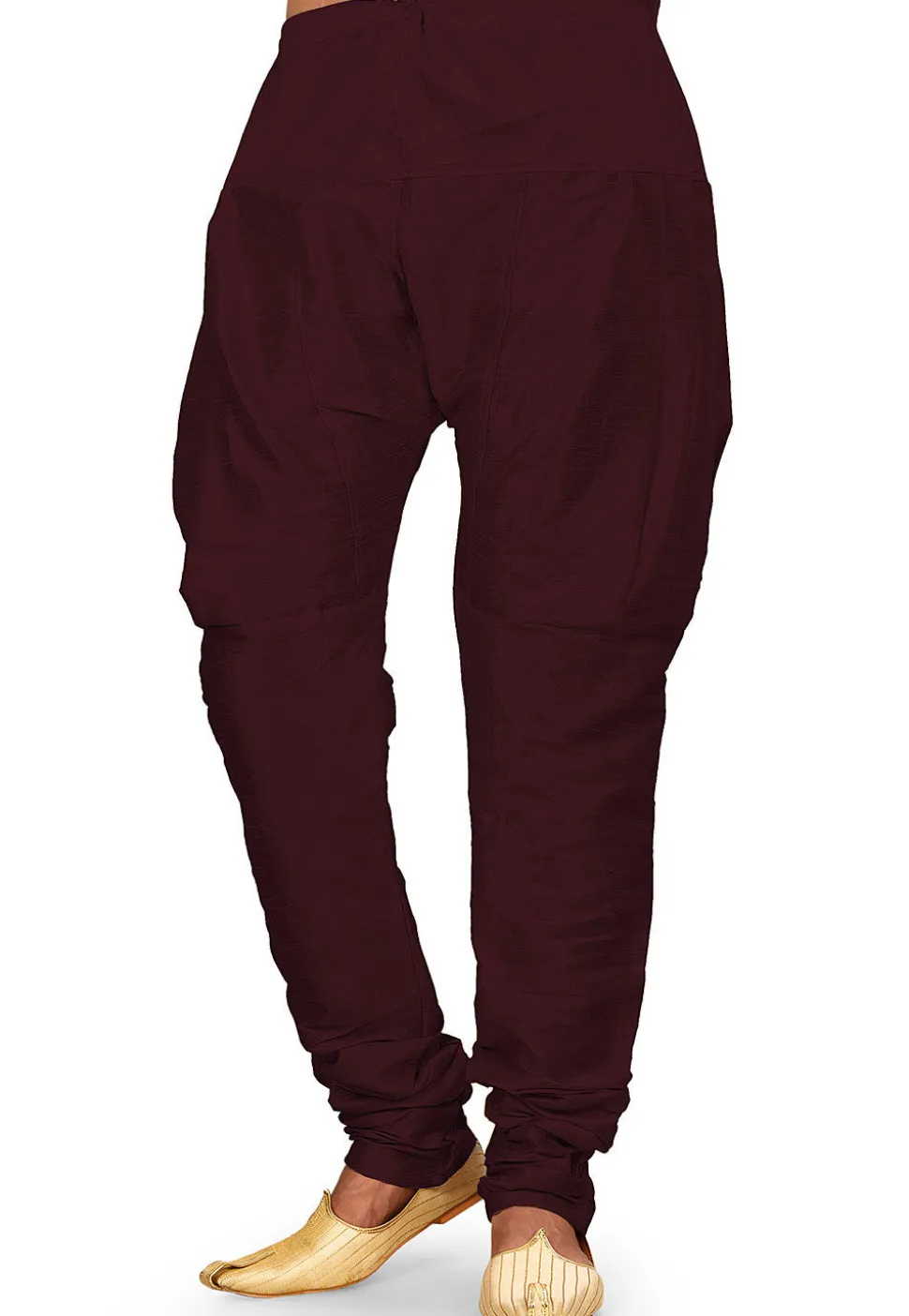Solid Color Dupion Silk Churidar in Wine