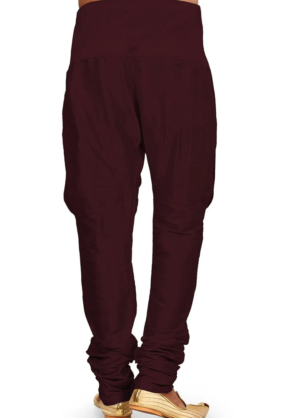 Solid Color Dupion Silk Churidar in Wine