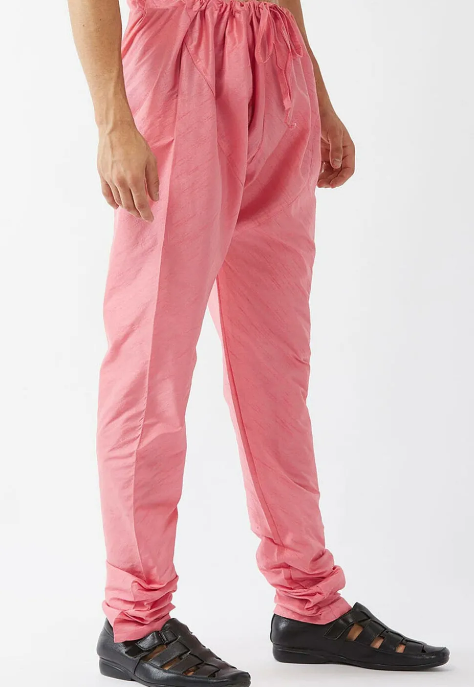 Solid Color Dupion Silk Churidar in Peach