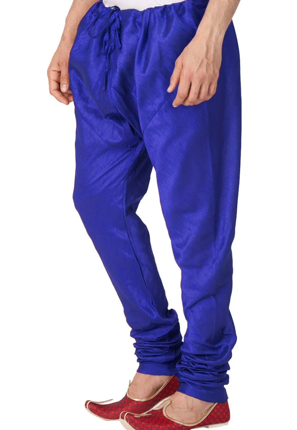 Solid Color Dupion Silk Churidar in Royal Blue