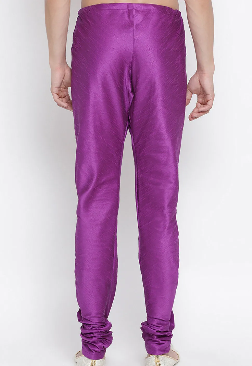 Solid Color Dupion Silk Churidar in Purple