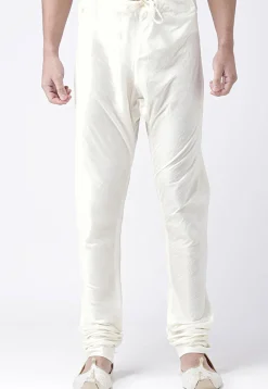 Solid Color Dupion Silk Churidar in White