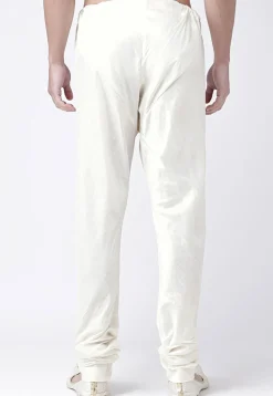 Solid Color Dupion Silk Churidar in White