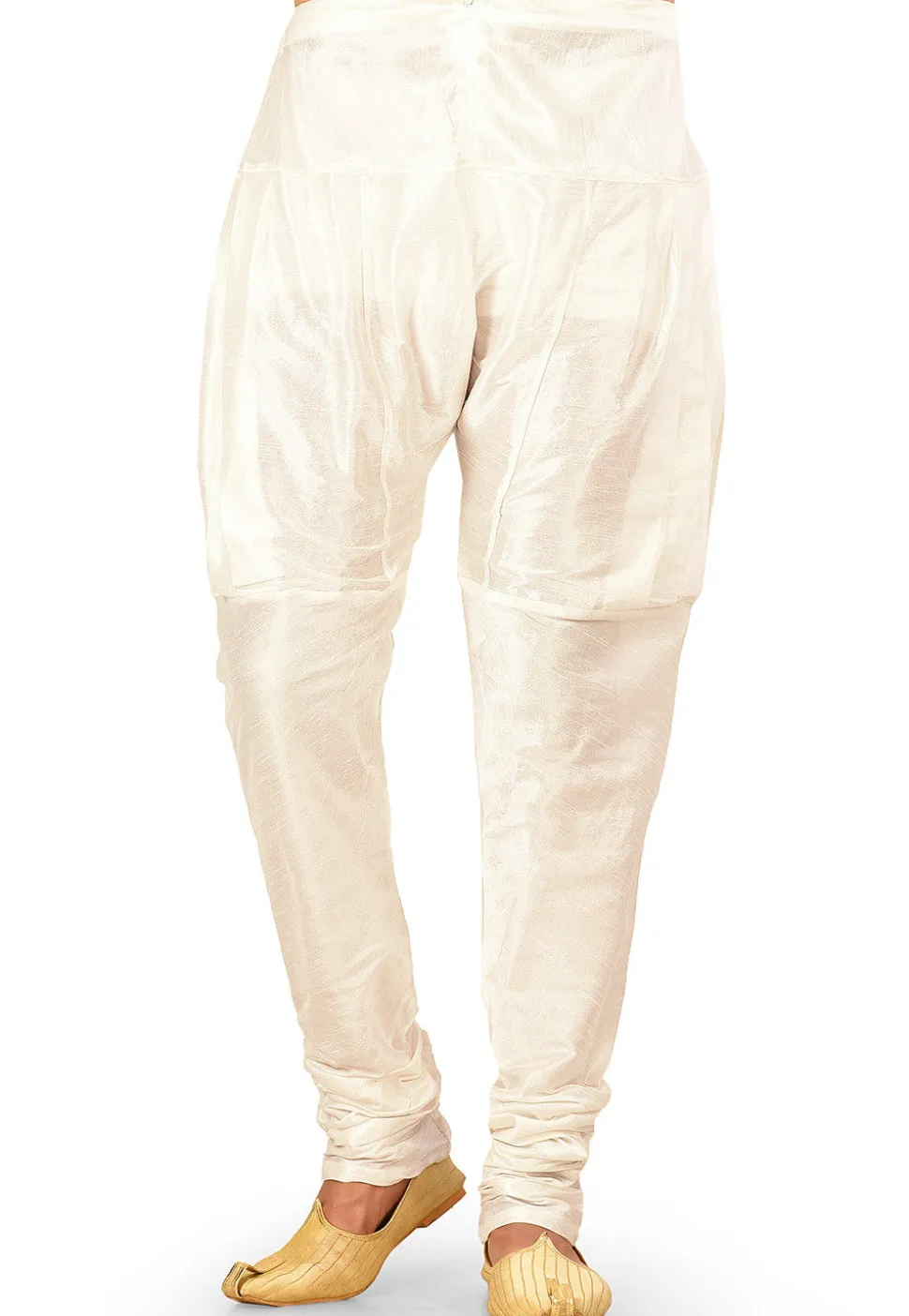 Solid Color Dupion Silk Churidar in Off White