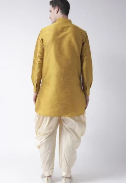 Solid Color Dupion Silk Dhoti Kurta in Mustard