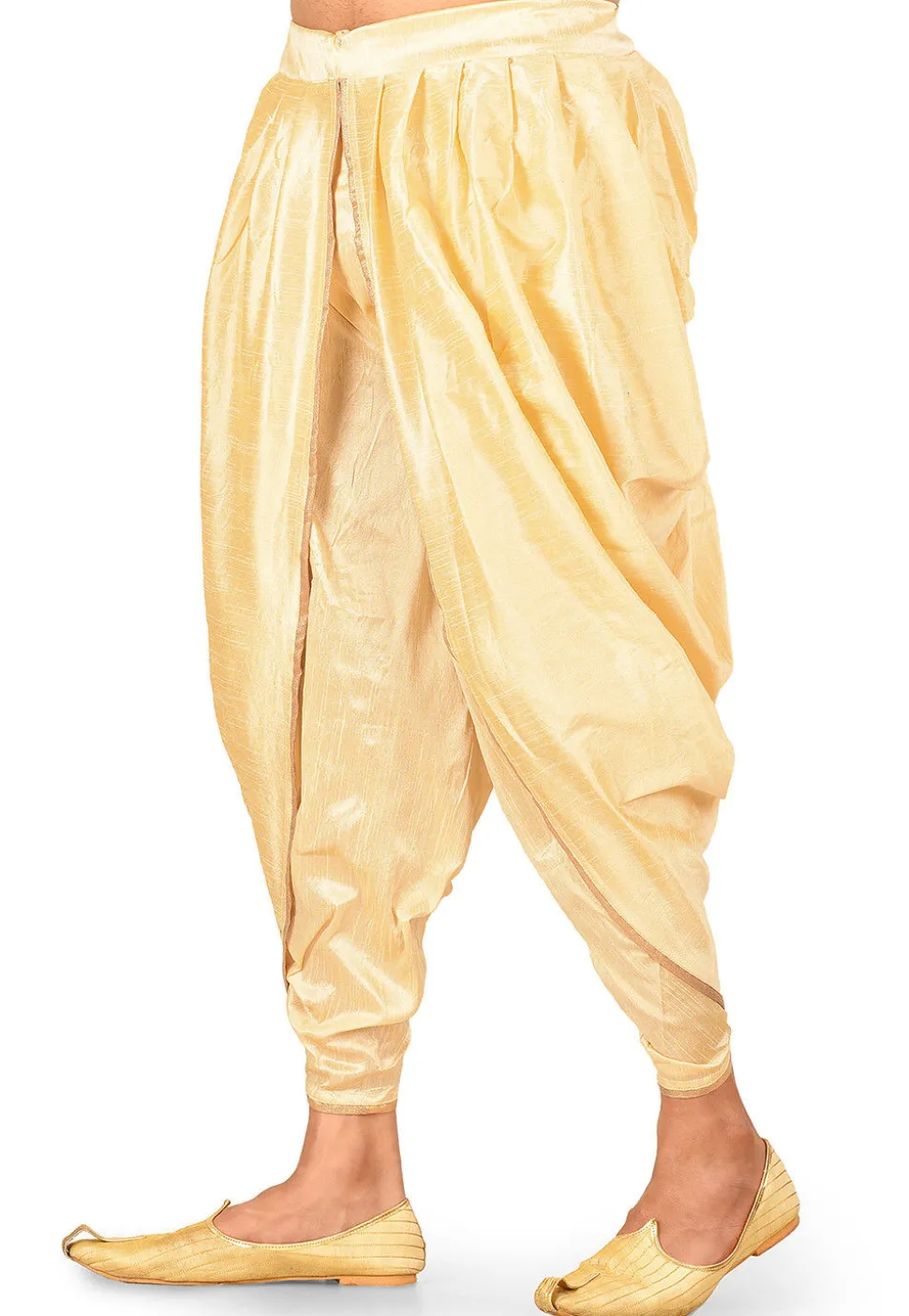 Solid Color Dupion Silk Dhoti in Beige