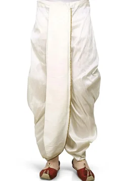 Solid Color Dupion Silk Dhoti Pant in Cream