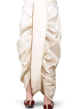 Solid Color Dupion Silk Dhoti Pant in Cream