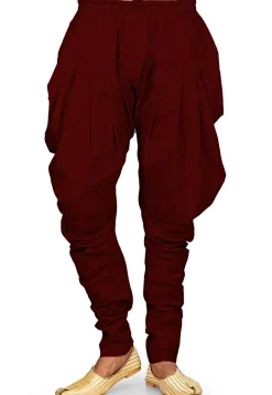 Solid Color Dupion Silk Dhoti Pant in Maroon