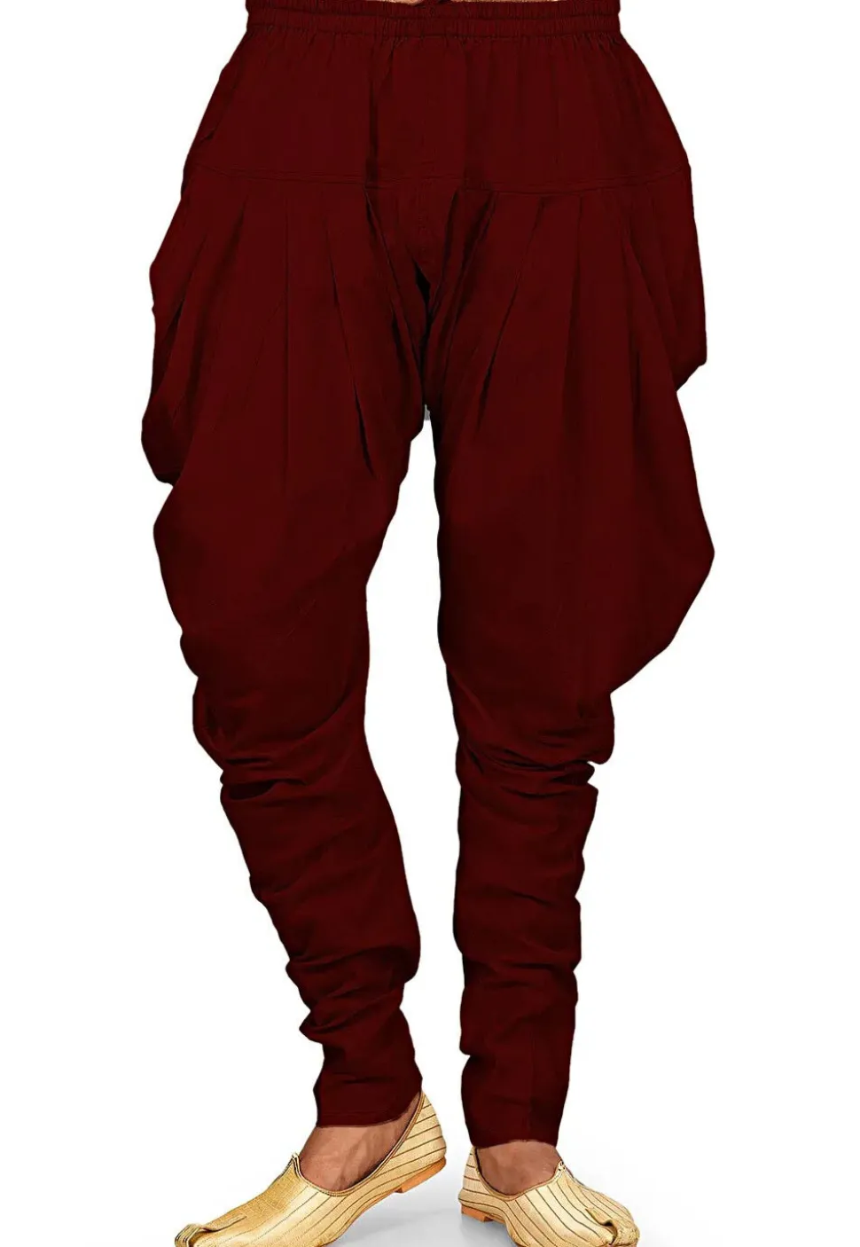 Solid Color Dupion Silk Dhoti Pant in Maroon