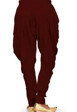 Solid Color Dupion Silk Dhoti Pant in Maroon