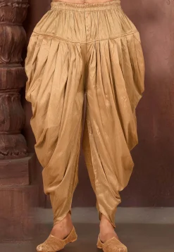 Solid Color Dupion Silk Dhoti Pant in Dark Beige