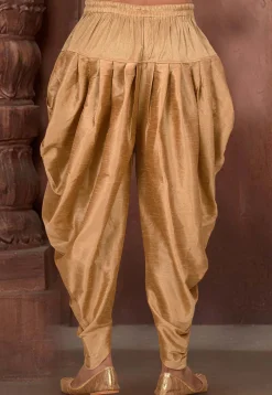Solid Color Dupion Silk Dhoti Pant in Dark Beige