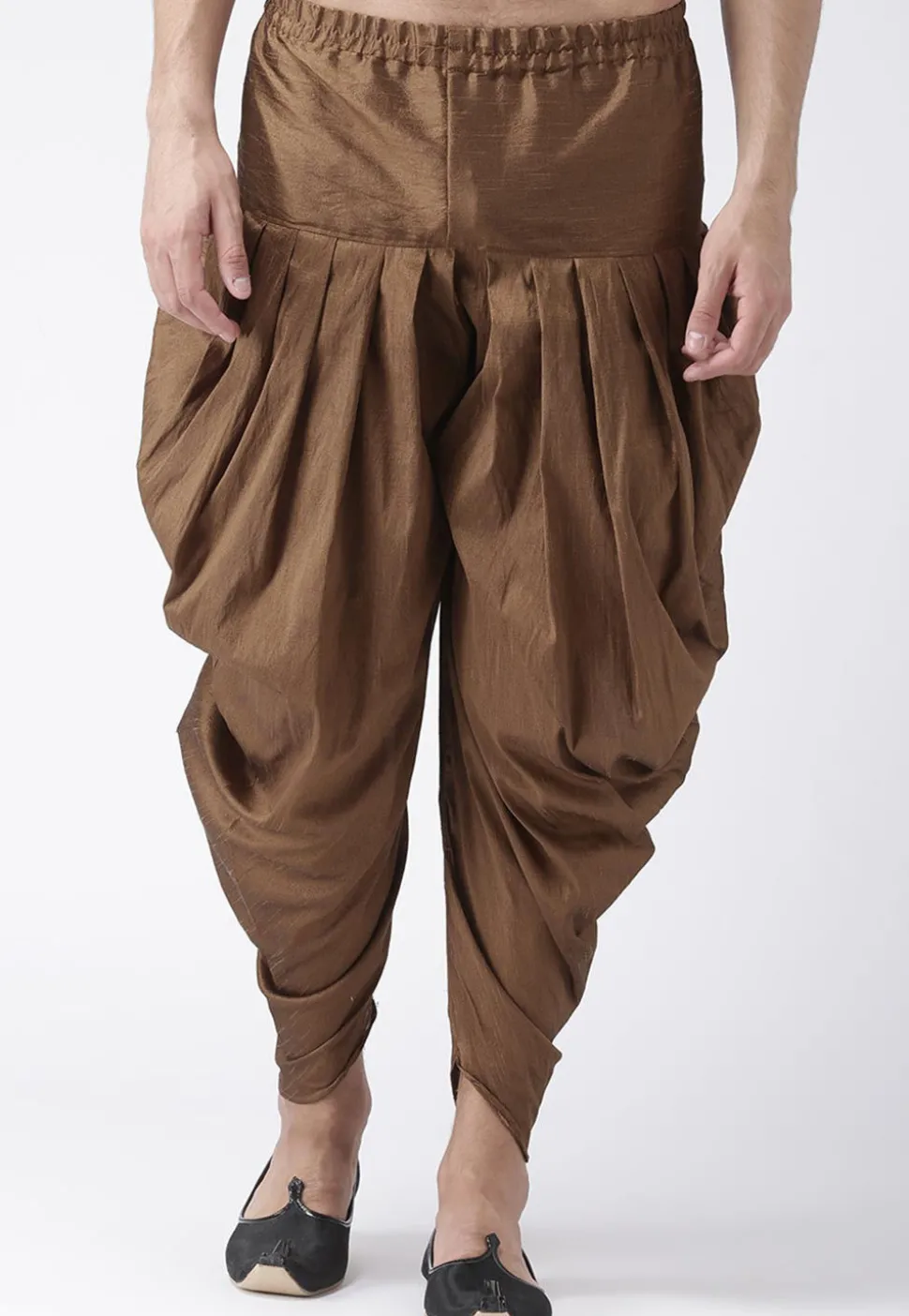 Solid Color Dupion Silk Dhoti Pant in Dark Brown