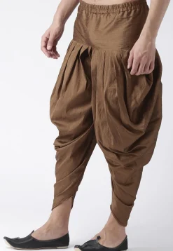 Solid Color Dupion Silk Dhoti Pant in Dark Brown