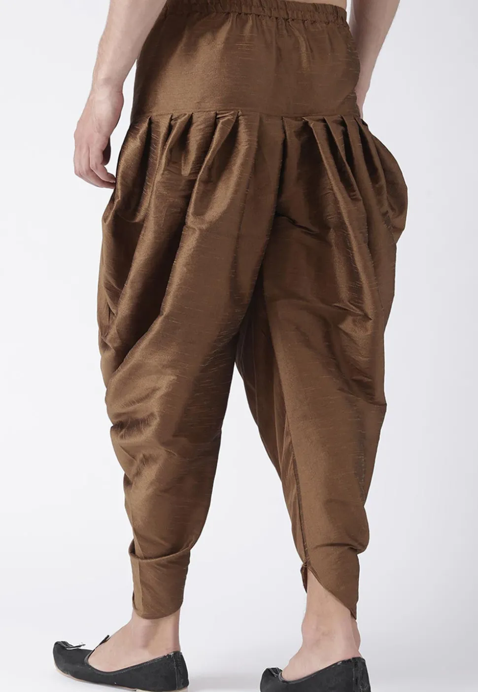 Solid Color Dupion Silk Dhoti Pant in Dark Brown