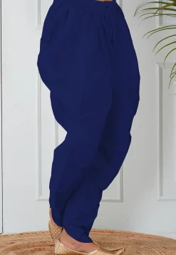 Solid Color Dupion Silk Dhoti in Royal Blue