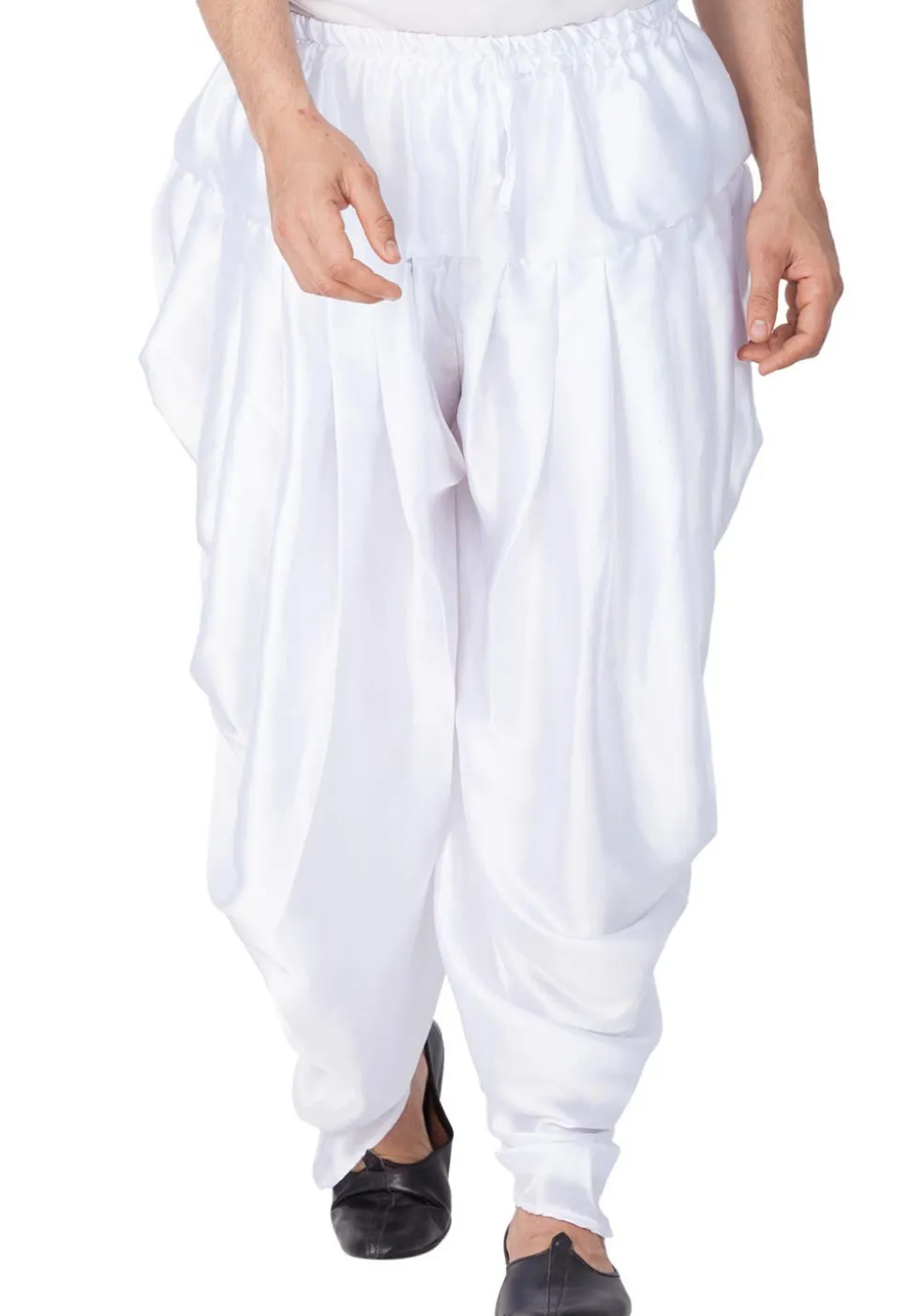 Solid Color Dupion Silk Dhoti Pant in White