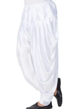 Solid Color Dupion Silk Dhoti Pant in White