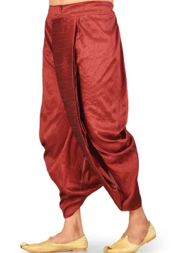 Solid Color Dupion Silk Dhoti in Red