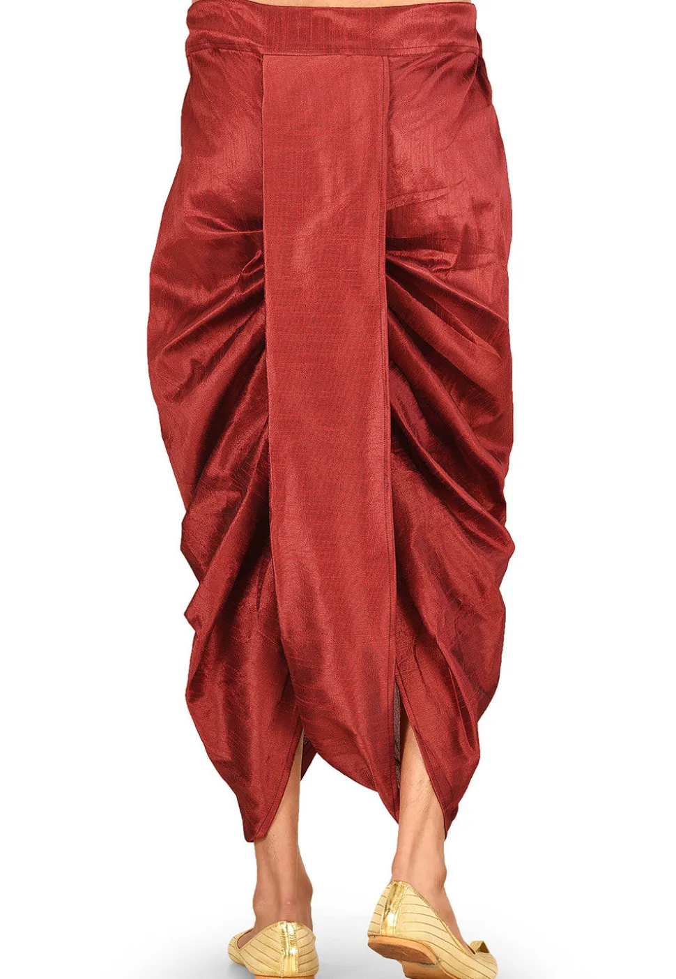 Solid Color Dupion Silk Dhoti in Red