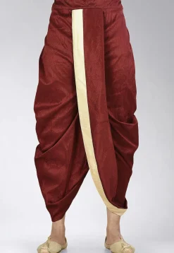 Solid Color Dupion Silk Dhoti Pant in Maroon