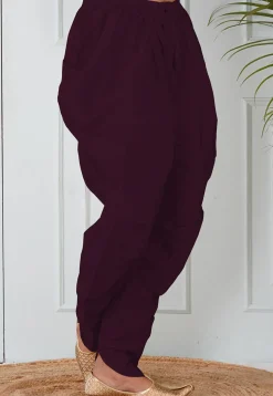 Solid Color Dupion Silk Dhoti in Wine