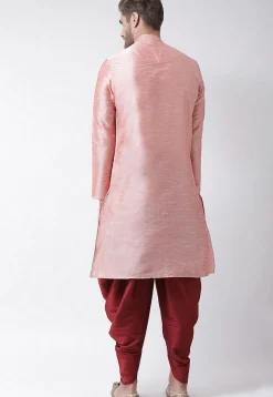 Solid Color Dupion Silk Dhoti Kurta in Pink