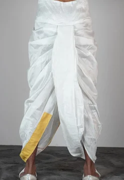 Solid Color Dupion Silk Dhoti Pant in White