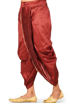 Solid Color Dupion Silk Dhoti in Red