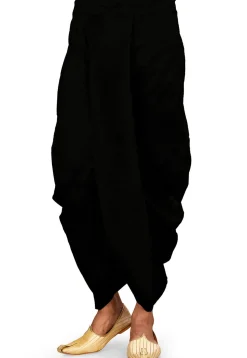 Solid Color Dupion Silk Dhoti in Black