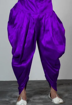 Solid Color Dupion Silk Dhoti Pant in Indigo Blue