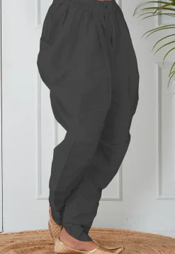 Solid Color Dupion Silk Dhoti in Grey