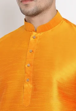 Solid Color Dupion Silk Dhoti Kurta in Mustard