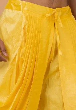 Solid Color Dupion Silk Dhoti Pant in Yellow