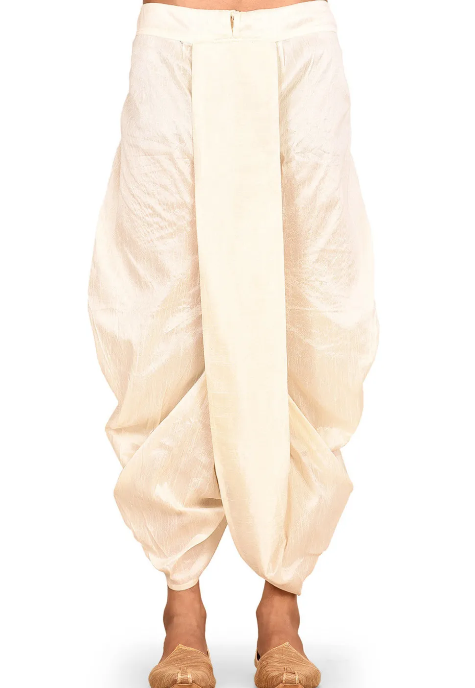 Solid Color Dupion Silk Dhoti Pant in Cream