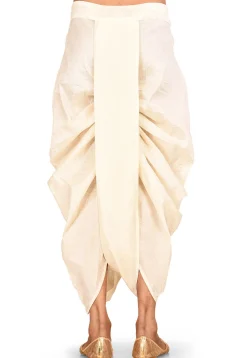 Solid Color Dupion Silk Dhoti Pant in Cream