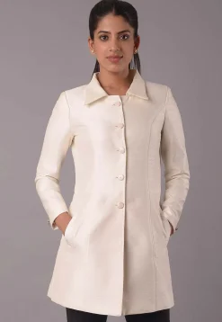 Solid Color Dupion Silk Jacket in Off White