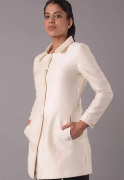 Solid Color Dupion Silk Jacket in Off White