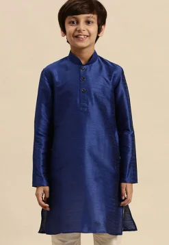 Solid Color Dupion Silk Kurta in Royal Blue