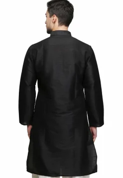 Solid Color Dupion Silk Kurta in Black