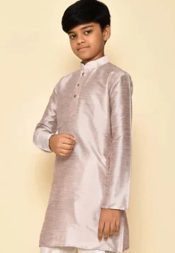 Solid Color Dupion Silk Kurta in Pastel Brown