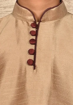 Solid Color Dupion Silk Kurta in Beige