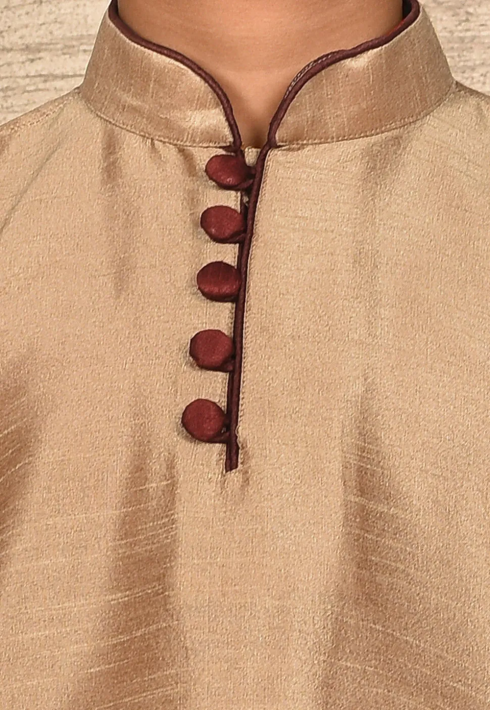 Solid Color Dupion Silk Kurta in Beige