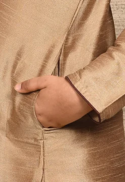 Solid Color Dupion Silk Kurta in Beige