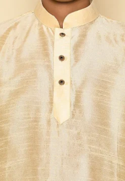 Solid Color Dupion Silk Kurta Set in Light Beige