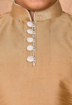 Solid Color Dupion Silk Kurta in Beige