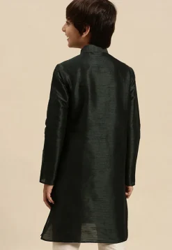 Solid Color Dupion Silk Kurta in Black