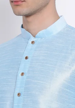 Solid Color Dupion Silk Kurta in Sky Blue