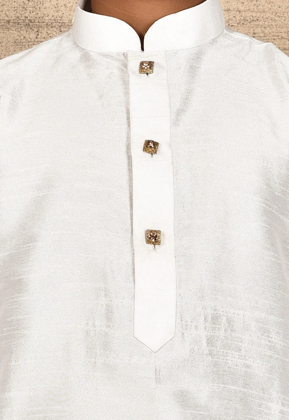 Solid Color Dupion Silk Kurta in Cream